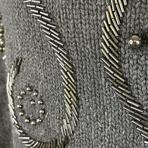 Vintage Angora Silk Sweater Womens 1X Black Old Money Beaded Holiday Party Cozy - Picture 4 of 14